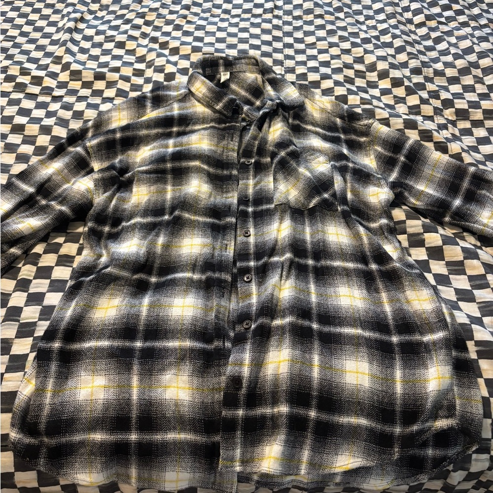 BP Black and Yellow Plaid Button Down Shirt